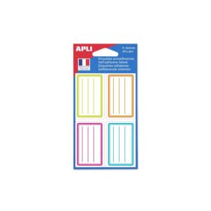 24 Etiquettes Scolaires Fushia - Turquoise - Vert - Orange - Apli - Agipa