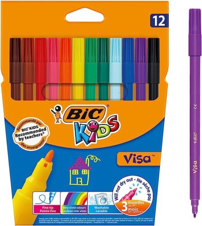 12 Feutres de Couleurs Pointe Fine - BIC