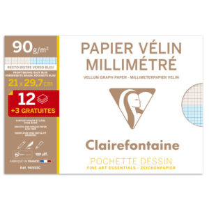 Pochette 12 Feuilles Papier Millimétré A4/21x29.7 (Grand Format) - Clairefontaine